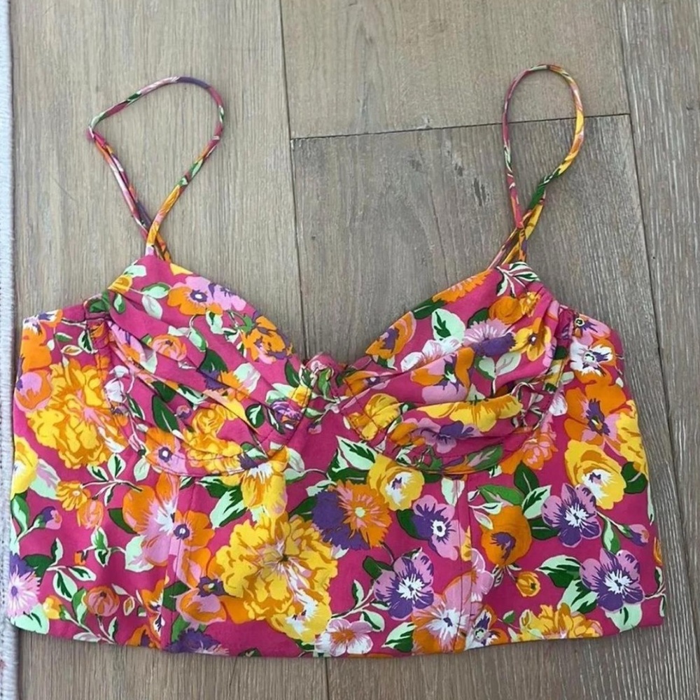 Floral Pink and Yellow Women's Top